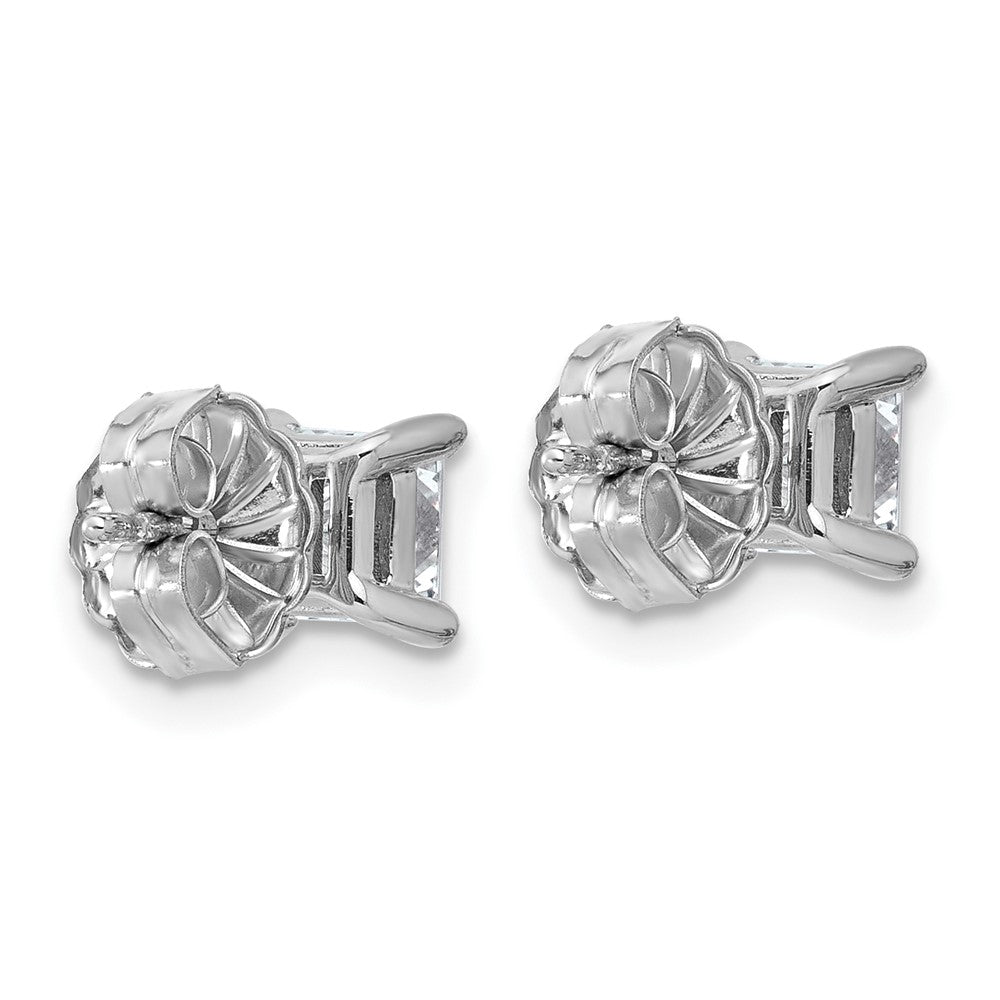 14k White Gold 1 1/4 ctw Lab Grown Diamond VS/SI+ G+ Princess 4 Prong Heavy Wt. Stud Earrings