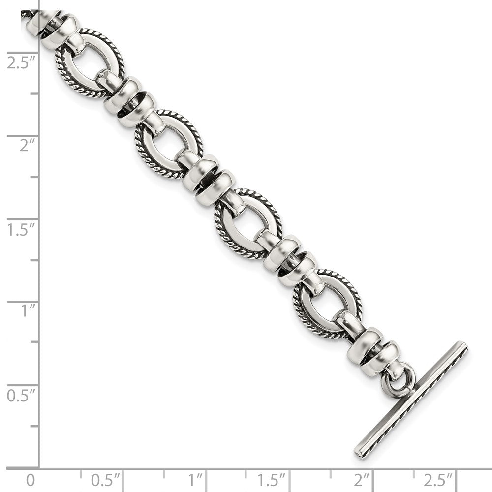 Sterling Silver Antiqued Fancy Link Bracelet 7.5 inches