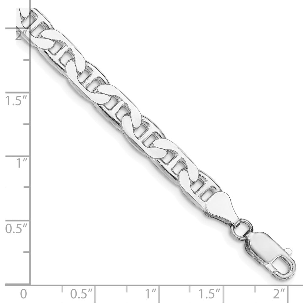 Sterling Silver Rhodium-plated 6.5mm Flat Anchor Chain 8 inches