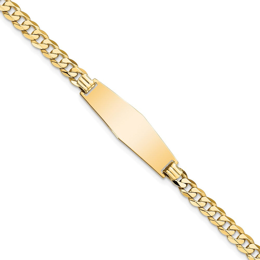 14k Soft Diamond Shape Flat Curb Link ID Bracelet 7 inches