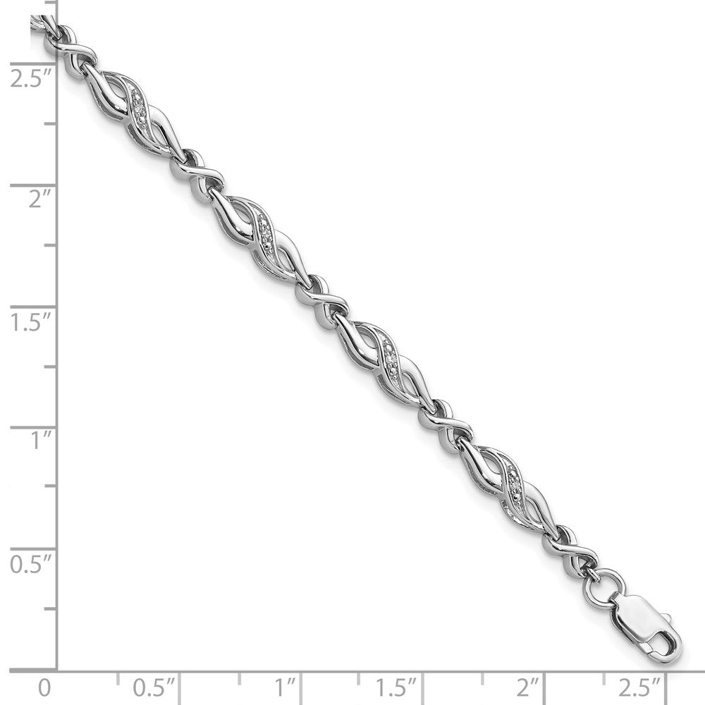 Sterling Silver Rhodium-plated Diam. Bracelet 7 inches