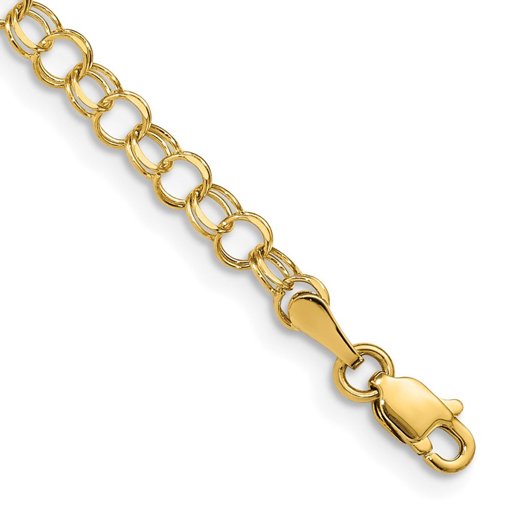 14KY Solid Double Link Charm Bracelet 5.5 inches