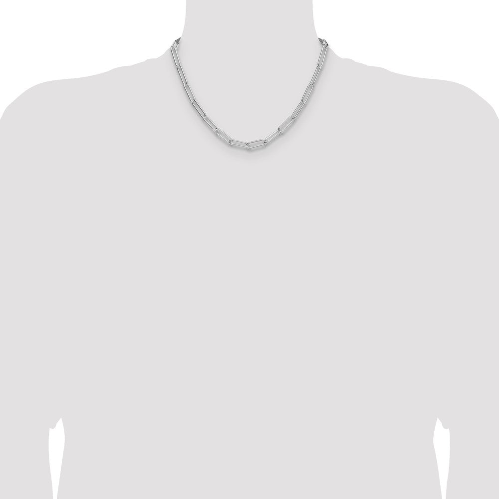 Sterling Silver Rhodium-plated Polished 5.5mm Paperclip Chain