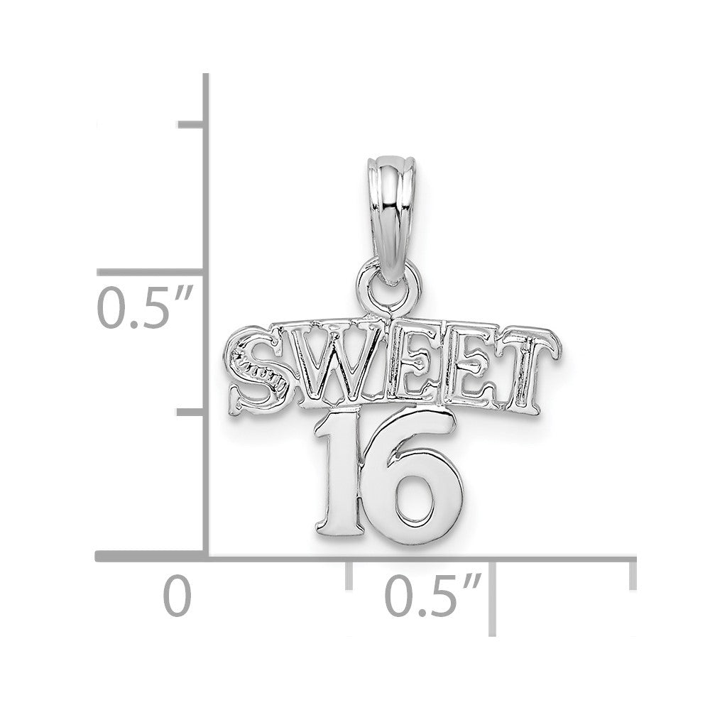 De-Ani Sterling Silver Rhodium-Plated Polished SWEET 16 Pendant