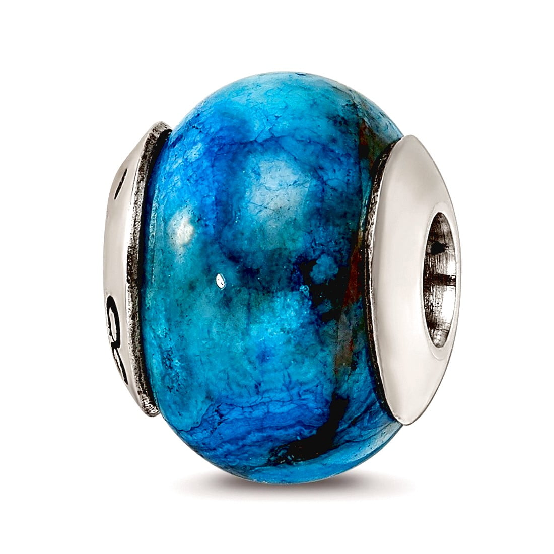 Sterling Silver Reflections Blue Crazy Lace Agate Stone Bead