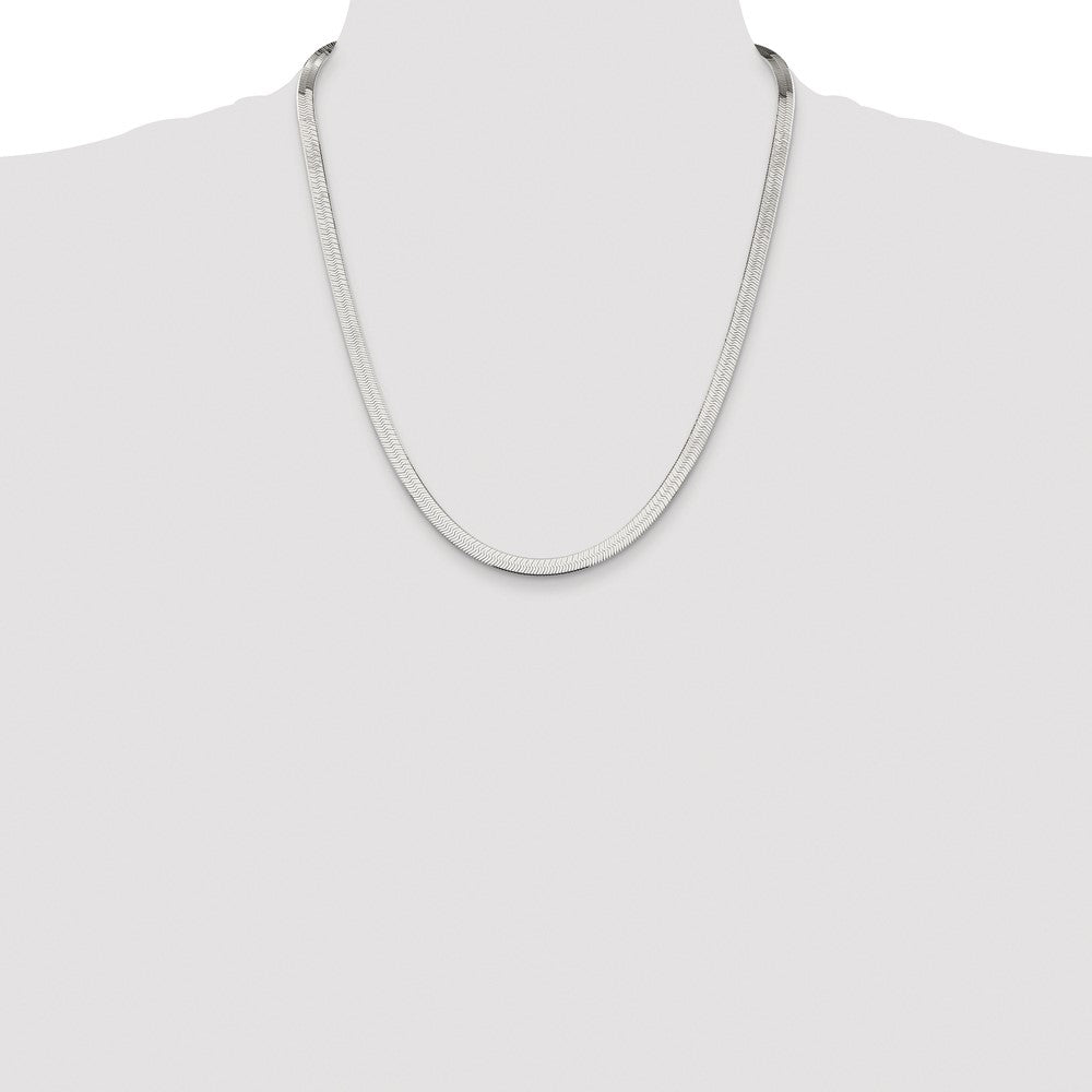 Sterling Silver Rhodium-plated 5.25mm Magic Herringbone Chain