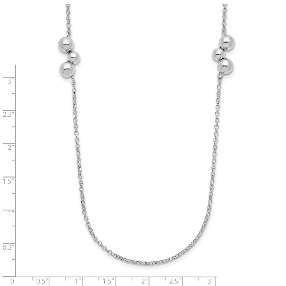 Sterling Silver Rhodium-plated Polished Beaded Necklace