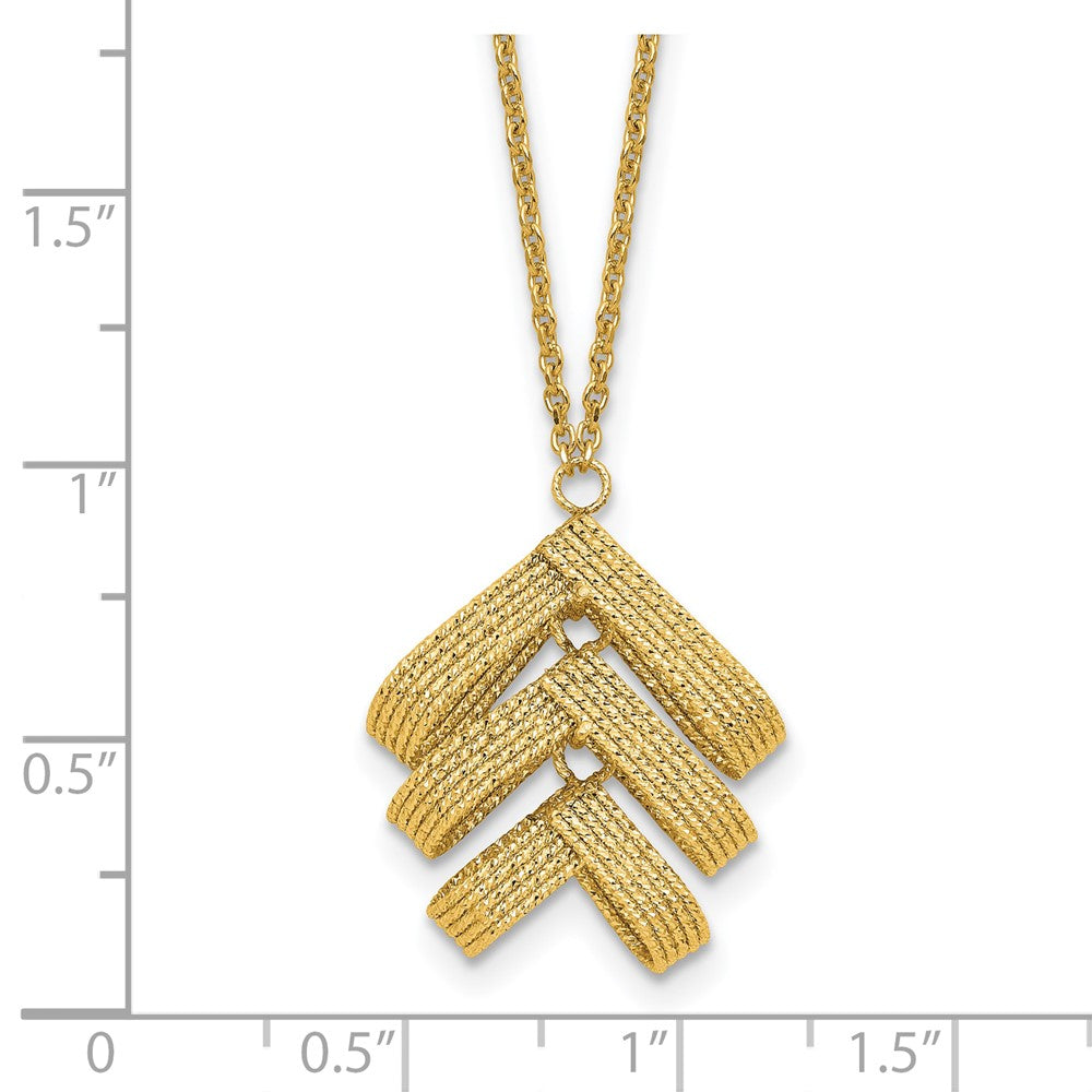 14K Polished and Textured Fancy with 2in ext. Necklace
