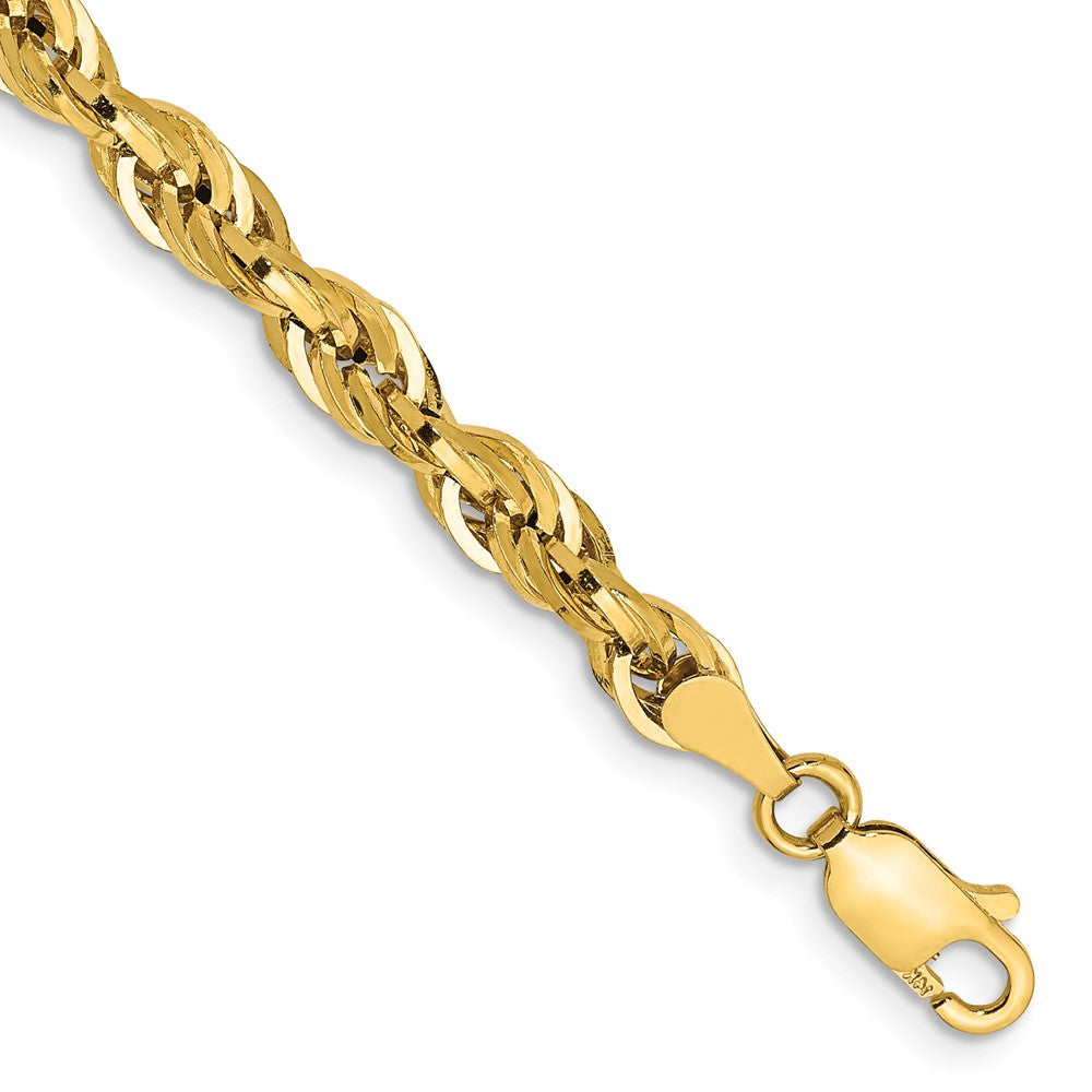 14K 8 inch 4.25mm Semi Solid Rope with Lobster Clasp Chain 8 inches