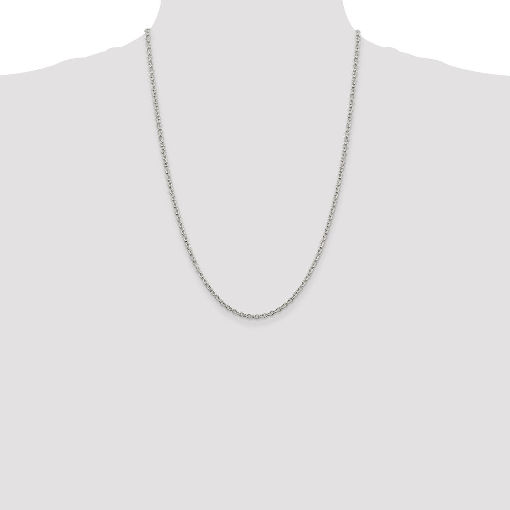 Sterling Silver Rhodium-plated 2.75mm Cable Chain 24 Inches