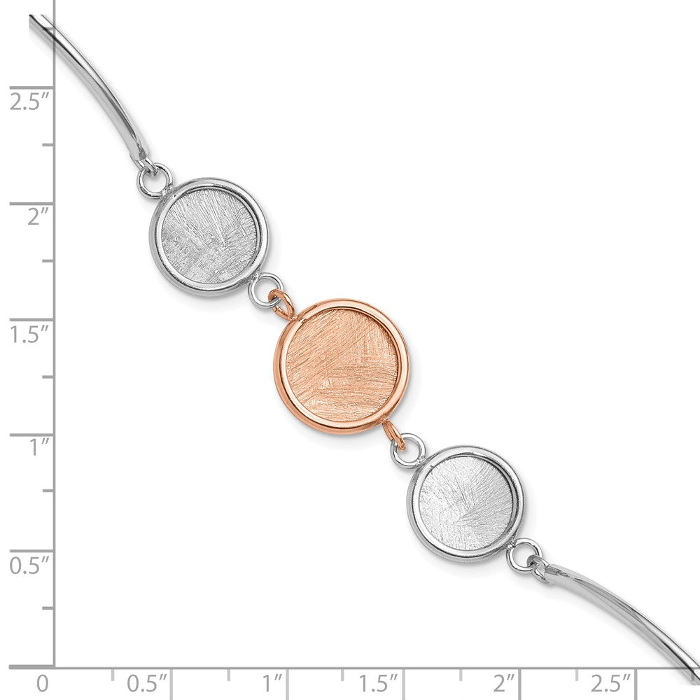 SS Rh-plat/Rose-tone Radiant Essence Polished/Scratch Bracelet 6 inches
