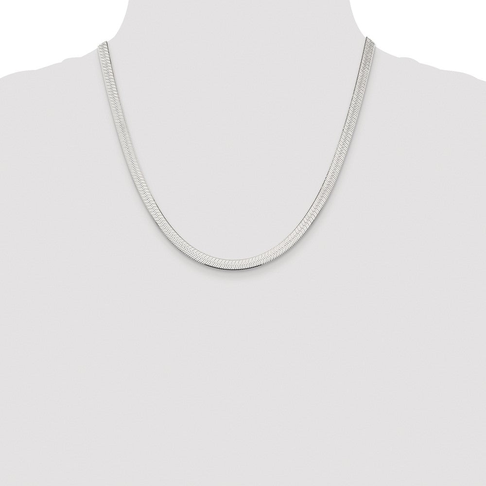 Sterling Silver Rhodium-plated 5.25mm Magic Herringbone Chain