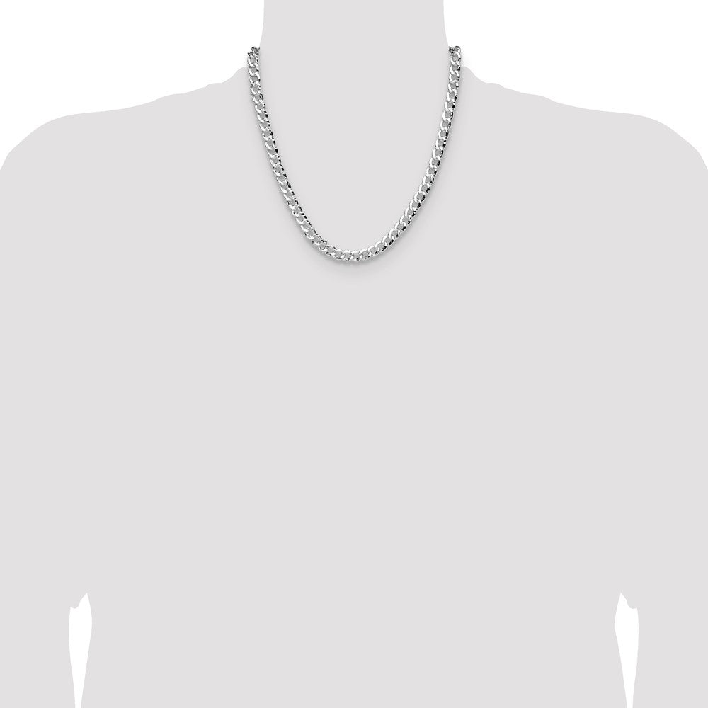 Sterling Silver 7.6mm Hammered Curb Chain