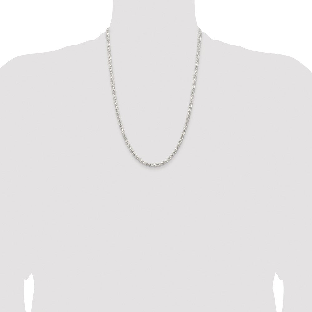 Sterling Silver Rhodium-plated 3.7mm Round Spiga Chain