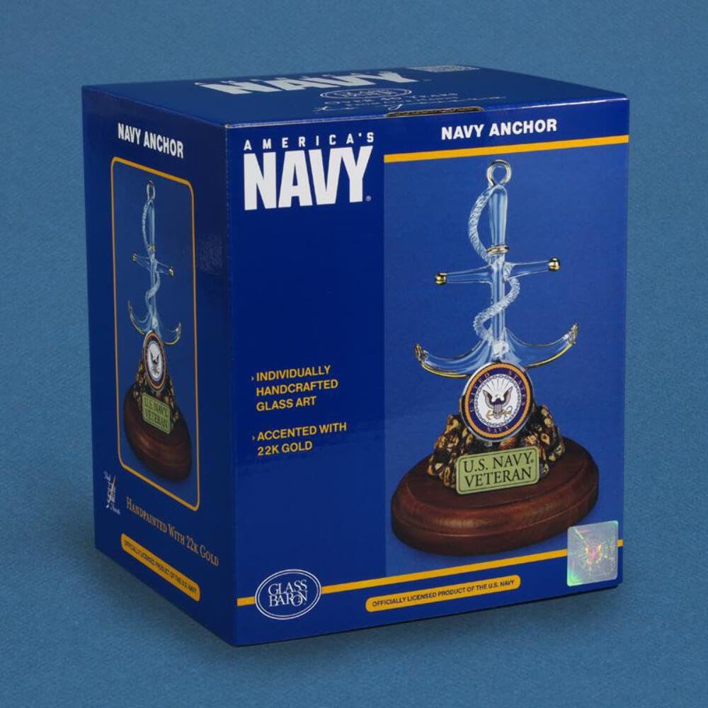 Glass Baron US NAVY VETERAN with Anchor Glass Figurine