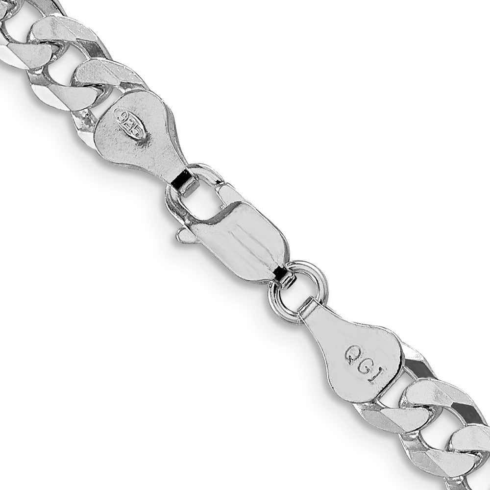 Sterling Silver Rhodium-plated 6mm Beveled Curb Chain 24 Inches