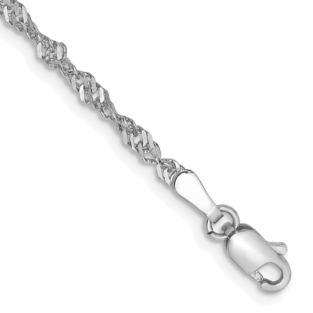 14K White Gold 7 inch 2.0mm Singapore with Lobster Clasp Chain 7 inches