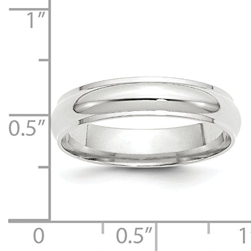 10k White Gold 5mm Half Round with Edge Wedding Band Size 10