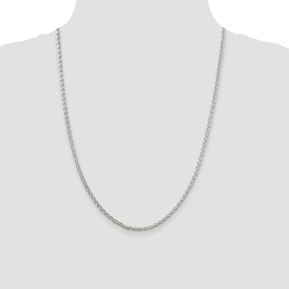 Sterling Silver 2.75mm Diamond-cut Spiga Chain 24 Inches