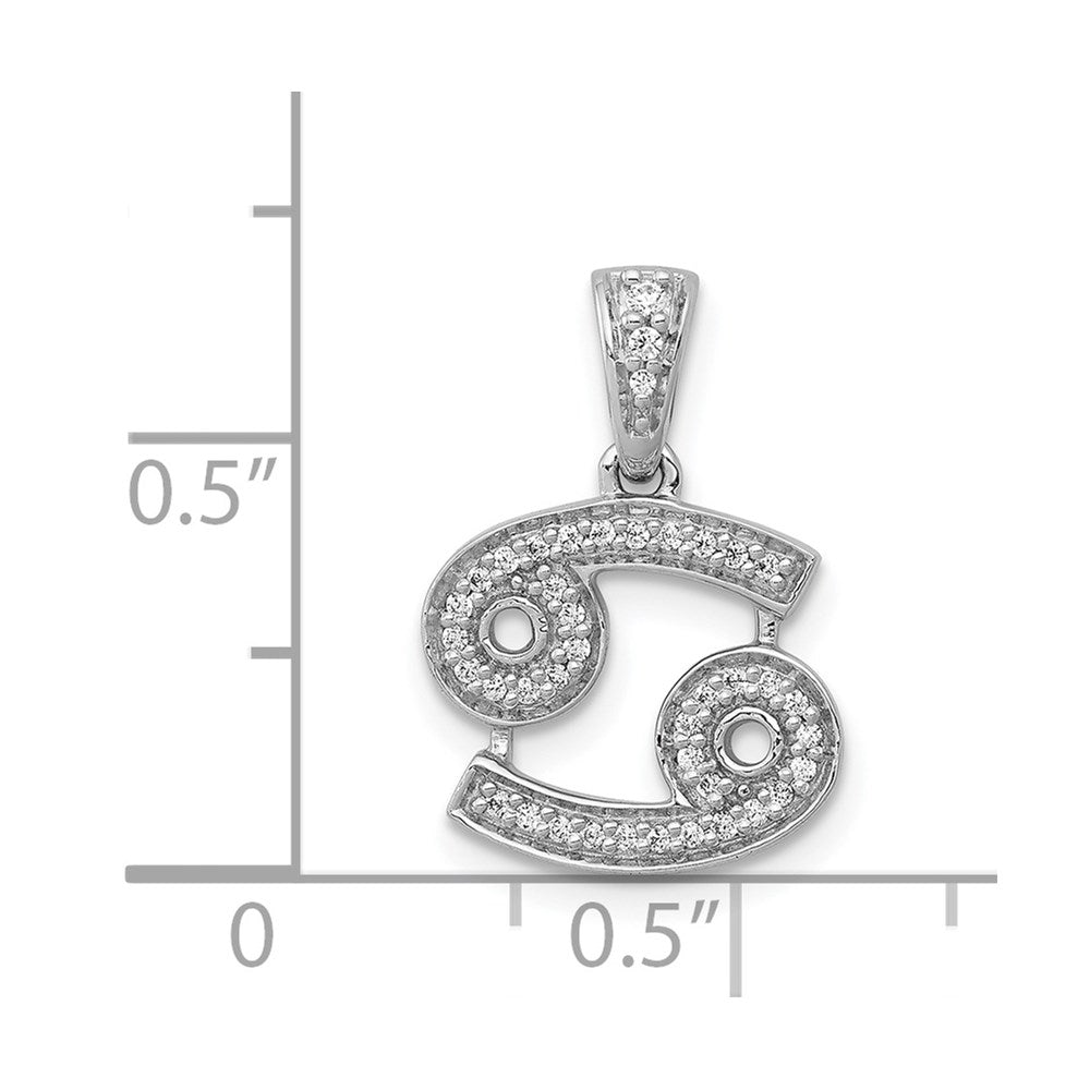 14k White Gold Diamond Cancer Zodiac Pendant