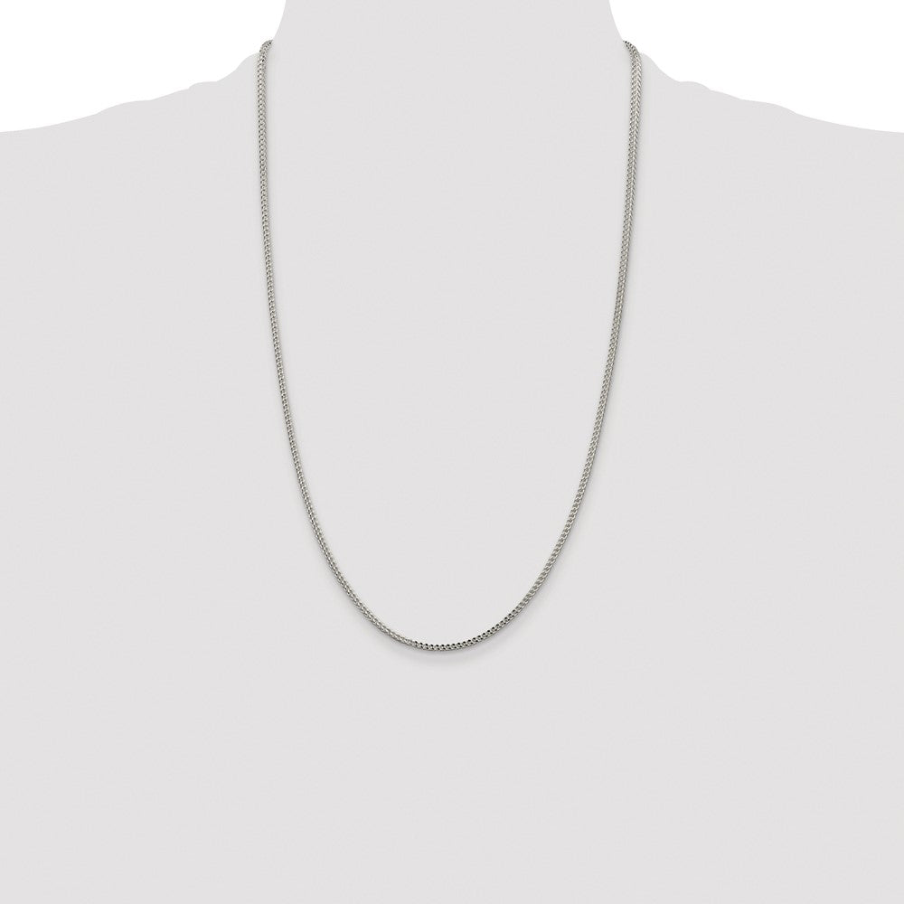 Sterling Silver Rhodium-plated 2mm D/C Square Franco Chain
