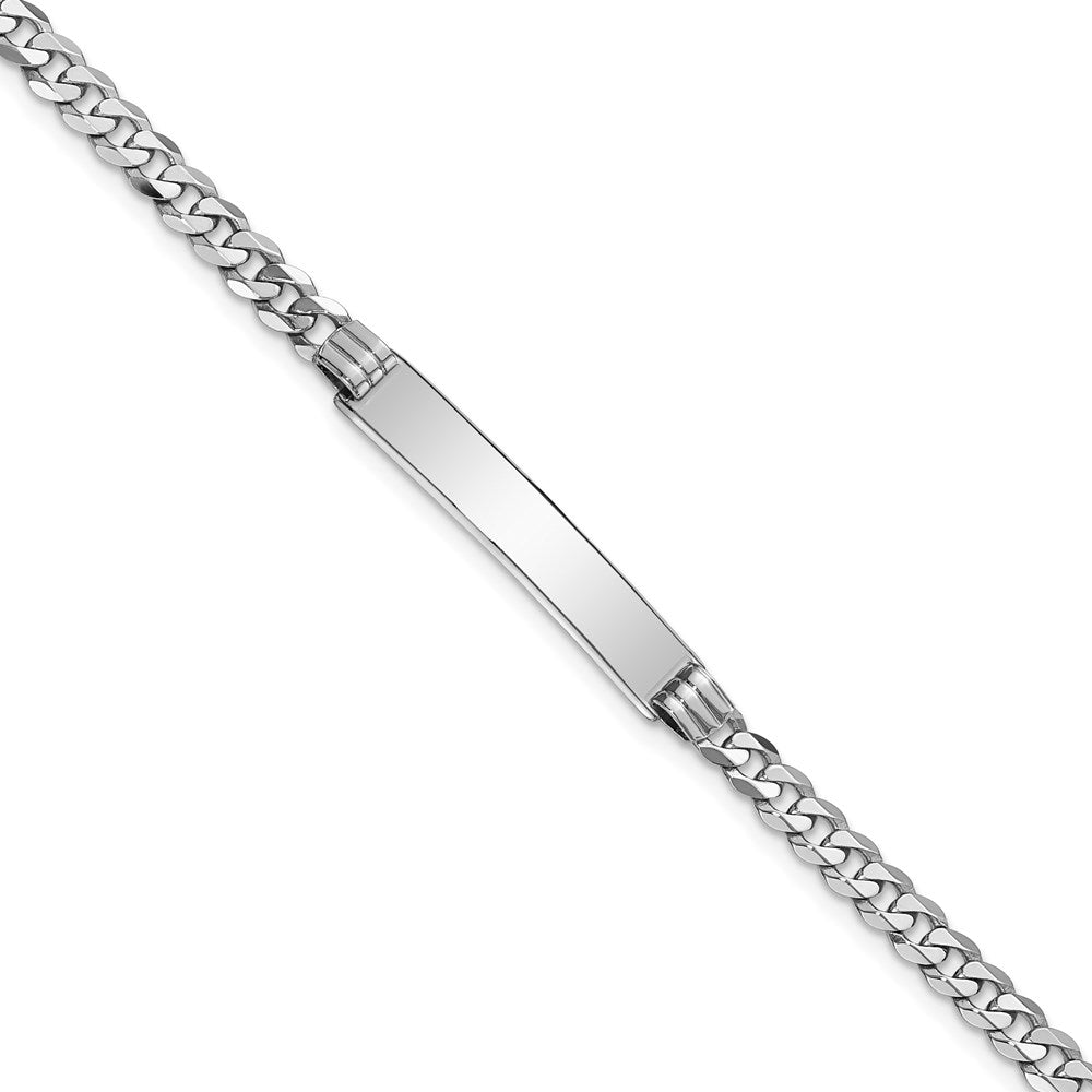 14k WG Flat Curb Link ID Bracelet 8 inches