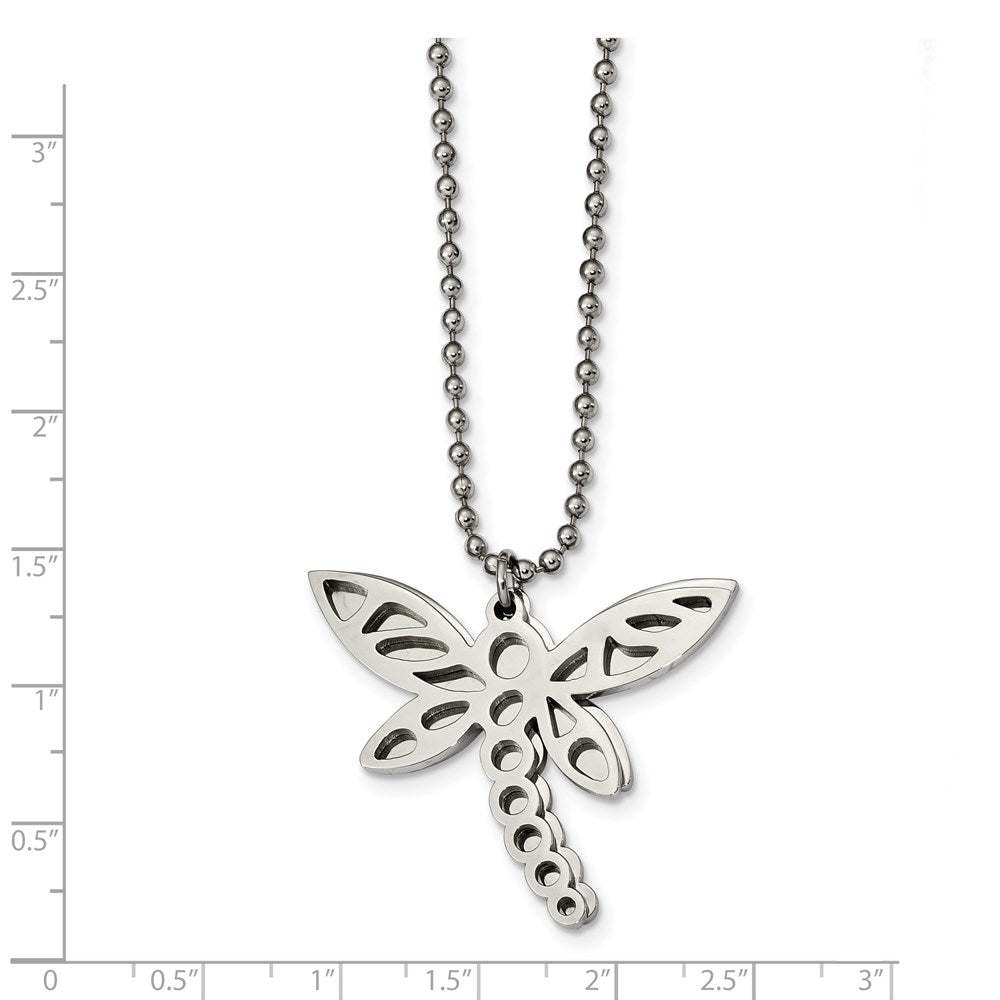Stainless Steel Polished Two Piece Moveable Dragonfly Necklace