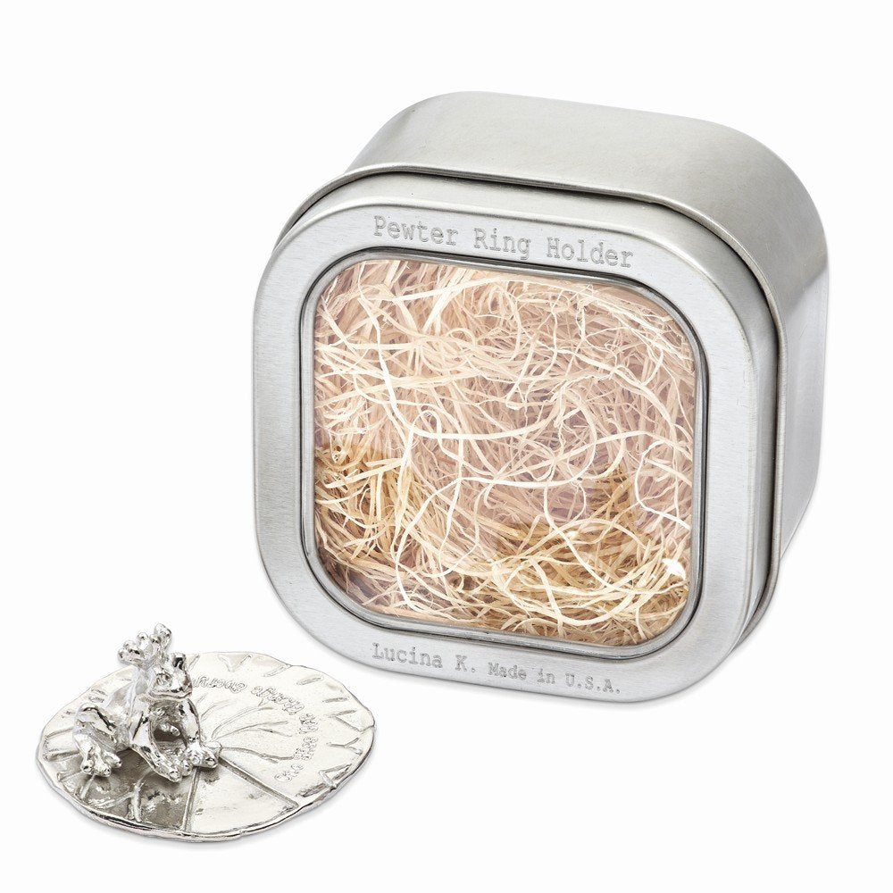 Handcrafted Tarnish-free Pewter Tiny Gardens ONE KISS CAN CHANGE EVERYTHING Frog Prince Ring Holder QGM12048