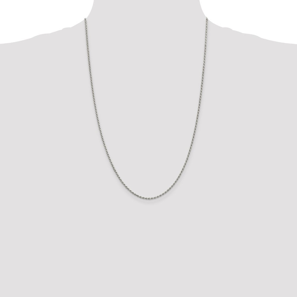 Sterling Silver 1.7mm Diamond-cut Rope Chain 24 Inches
