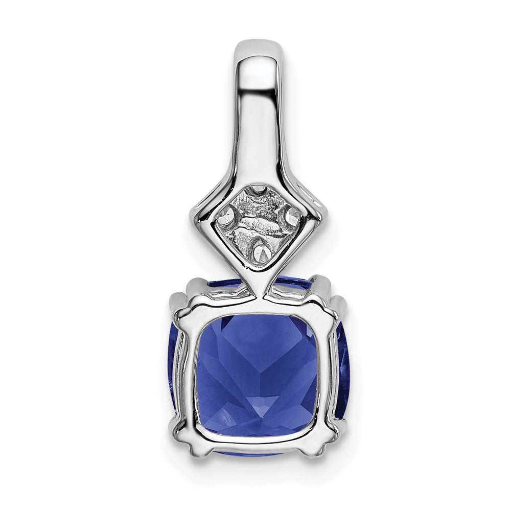 14k White Gold 1/5 carat Lab Grown Diamond VS/SI+ G+ and Lab Created Blue Sapphire Pendant