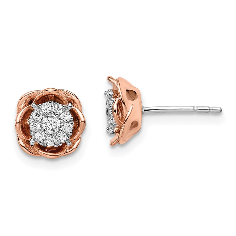 10ktt WG & RG Diamond Rose Earrings