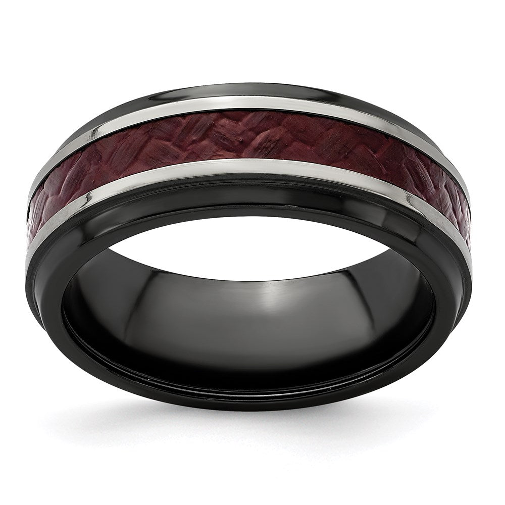 Edward Mirell Black Ti Stepped Red Carbon Fiber Insert 8mm Band
