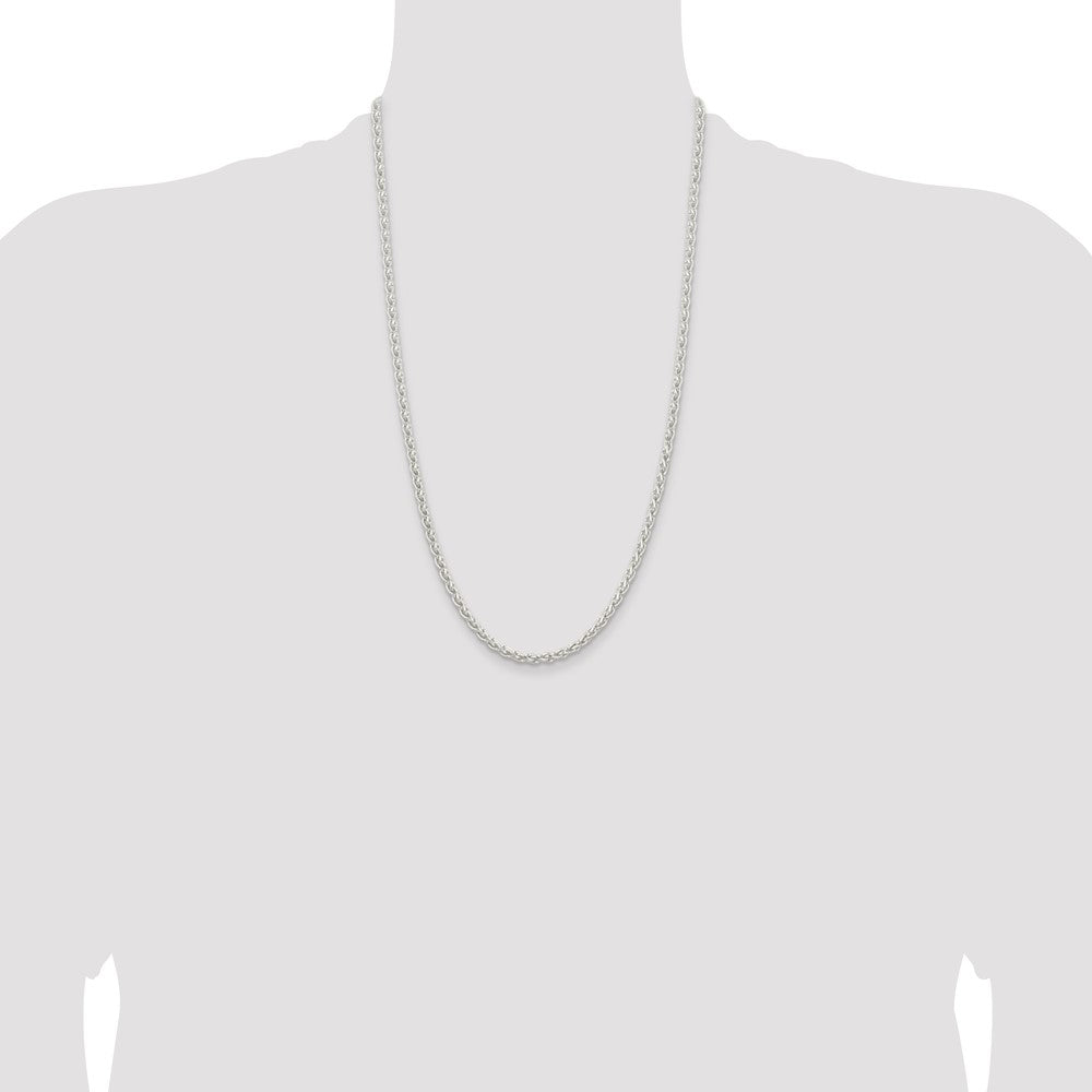Sterling Silver 3.7mm Round Spiga Chain 26 Inches