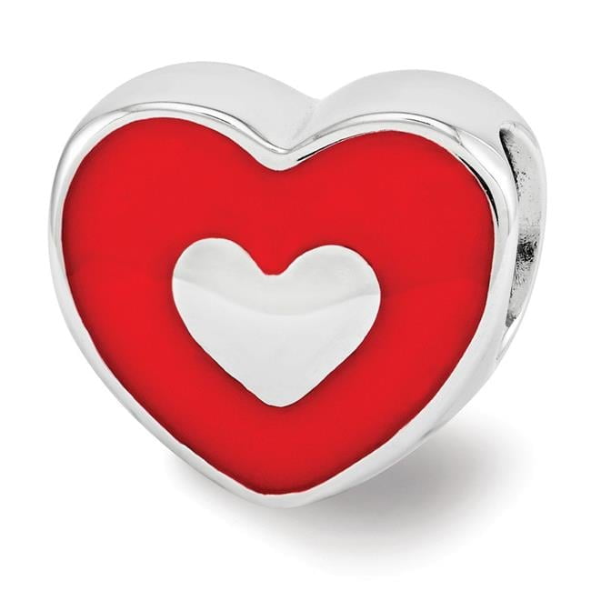 Reflection Beads QRS3481 Sterling Silver Red Enamel Love & Heart Bead - Polished