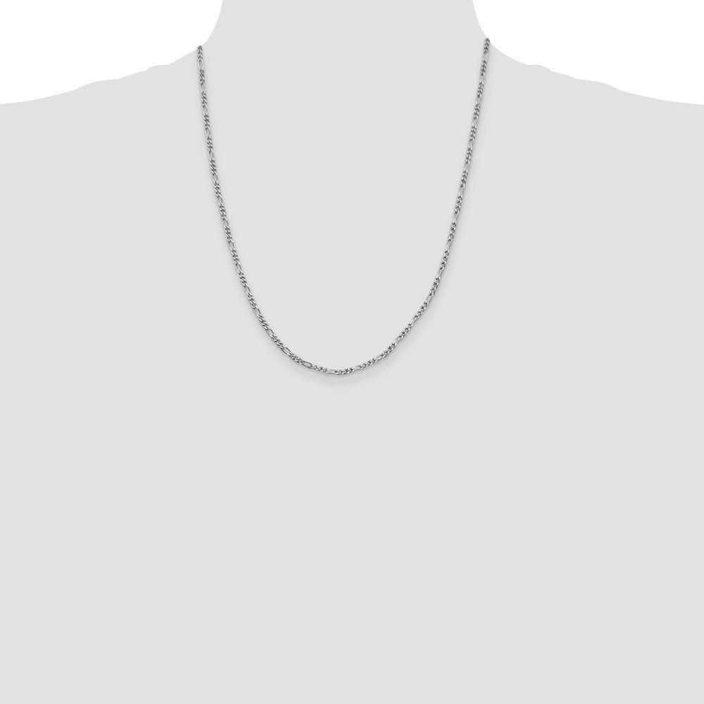 Sterling Silver Rhodium-plated 2.5mm Figaro Chain 22 Inches