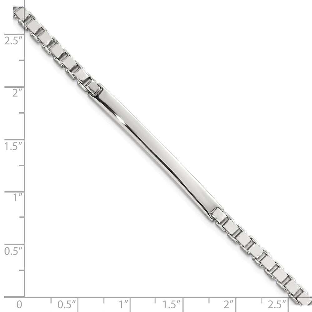 Sterling Silver Polished 3.7mm Box Chain 8 Inch ID Bar Mens Bracelet