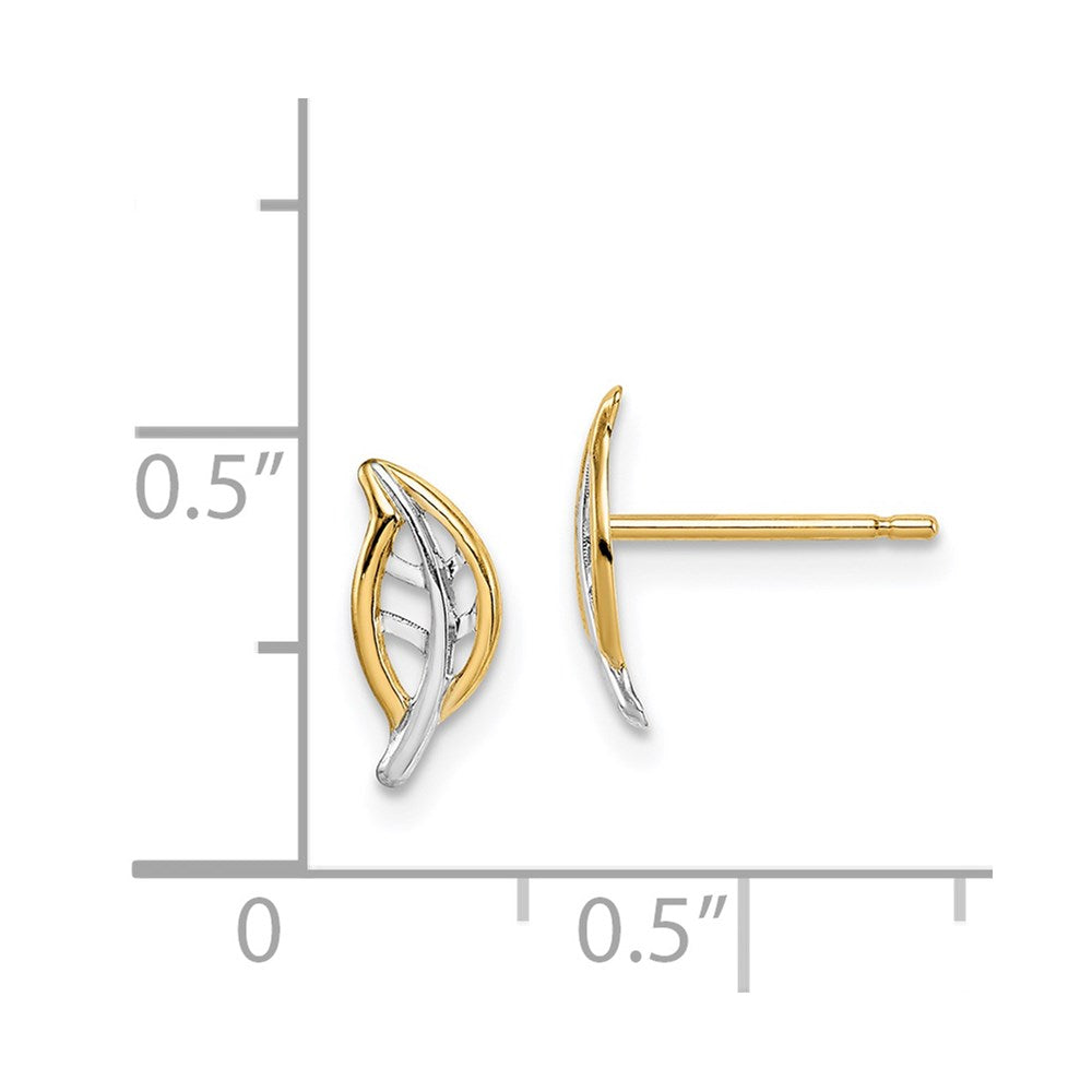14k Madi K & White Rhodium Leaf Post Earrings
