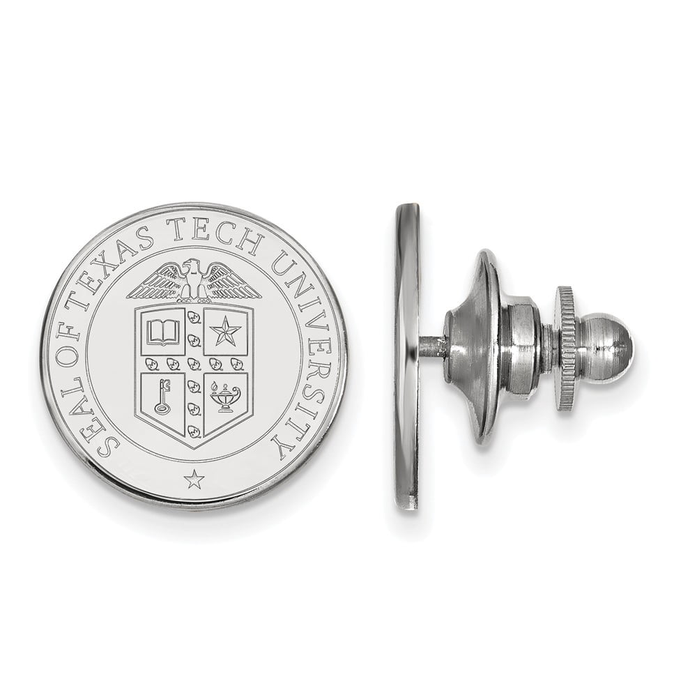 LogoArt Sterling Silver Rhodium-plated Texas Tech University Crest Lapel Pin
