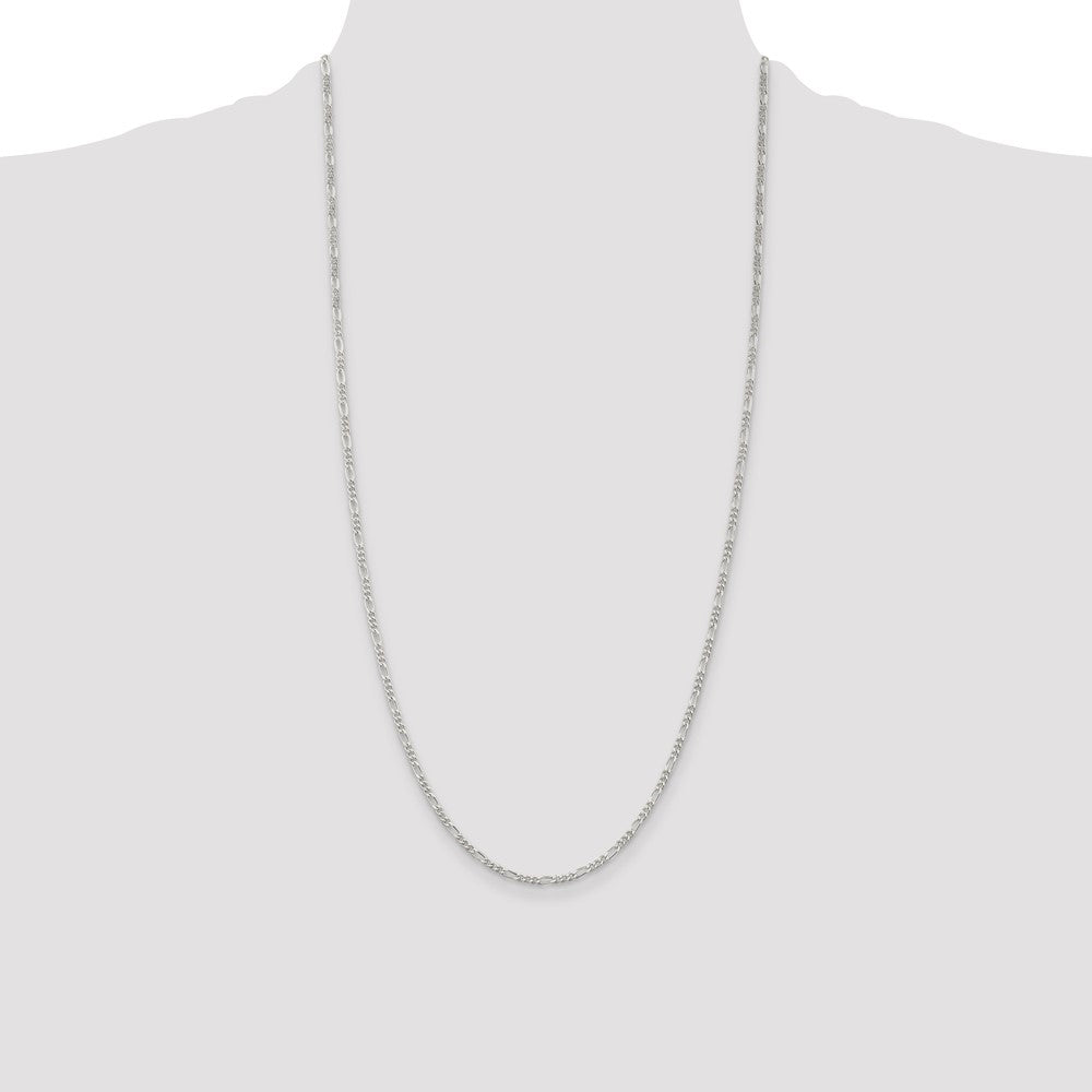 Sterling Silver Rhodium-plated 2.25mm Figaro Chain 28 Inches