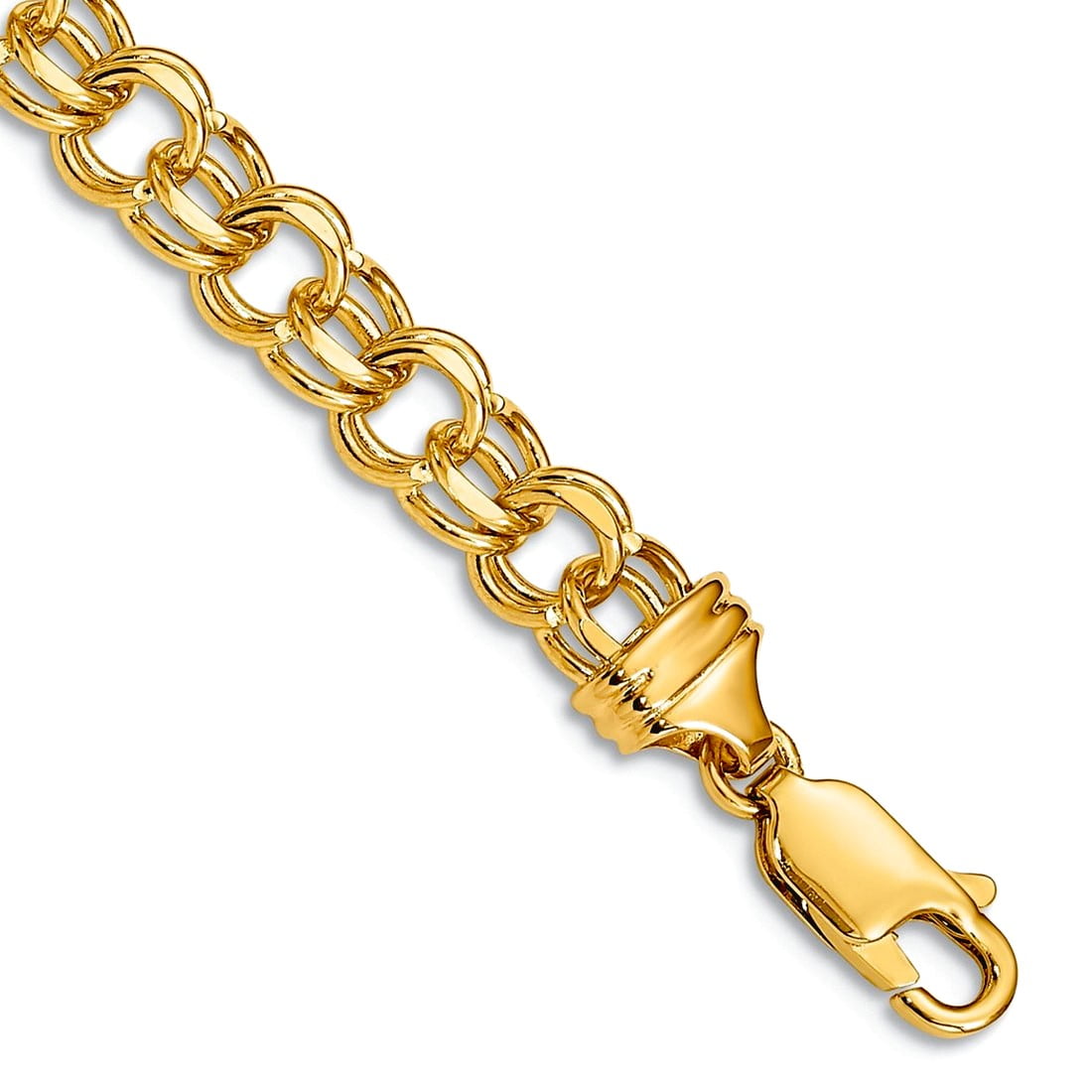 14k 5.5mm Diamond-cut Solid Heavy Double Link 8 inch Charm Bracelet