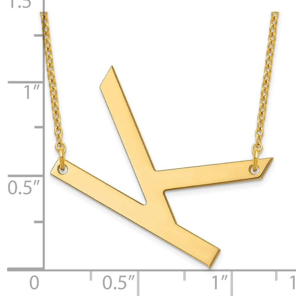 Sterling Silver Gold Plated Polished Large Letter K Necklace