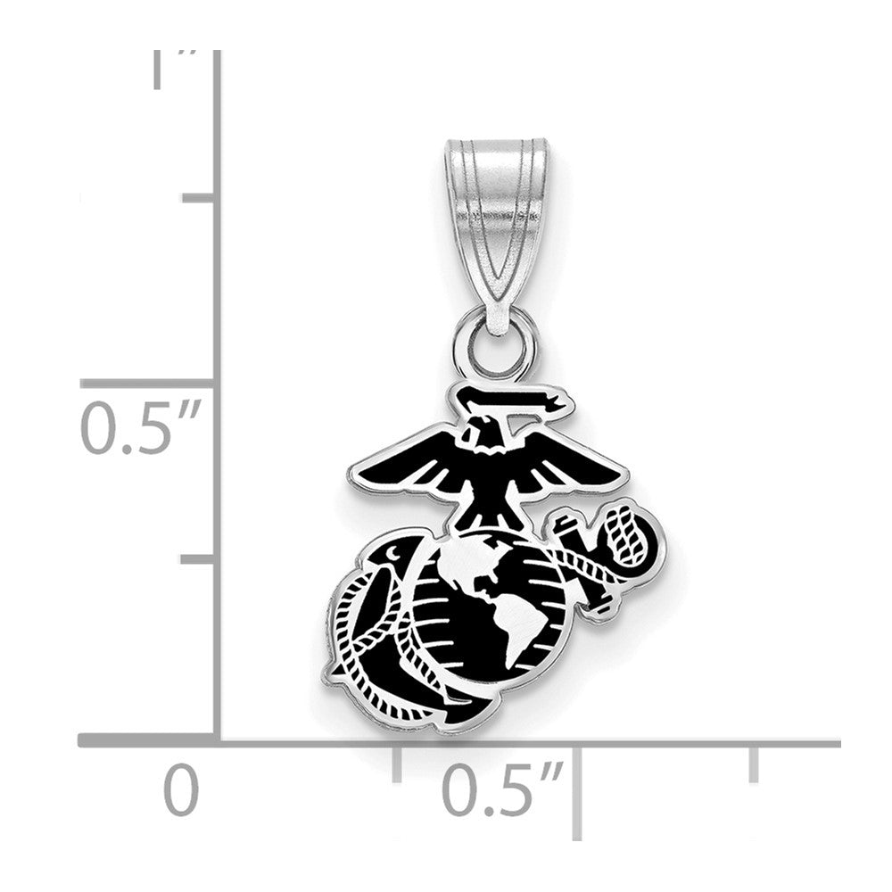 Sterling Silver Rh-Plat Small U.S. Marine Corps Epoxied Pendant