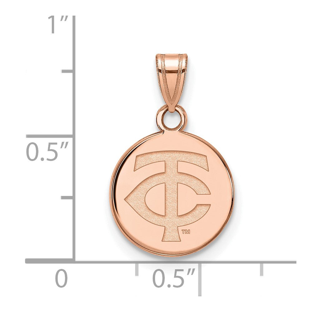 Sterling Silver Rose Gold-plated MLB LogoArt Minnesota Twins Small Pendant