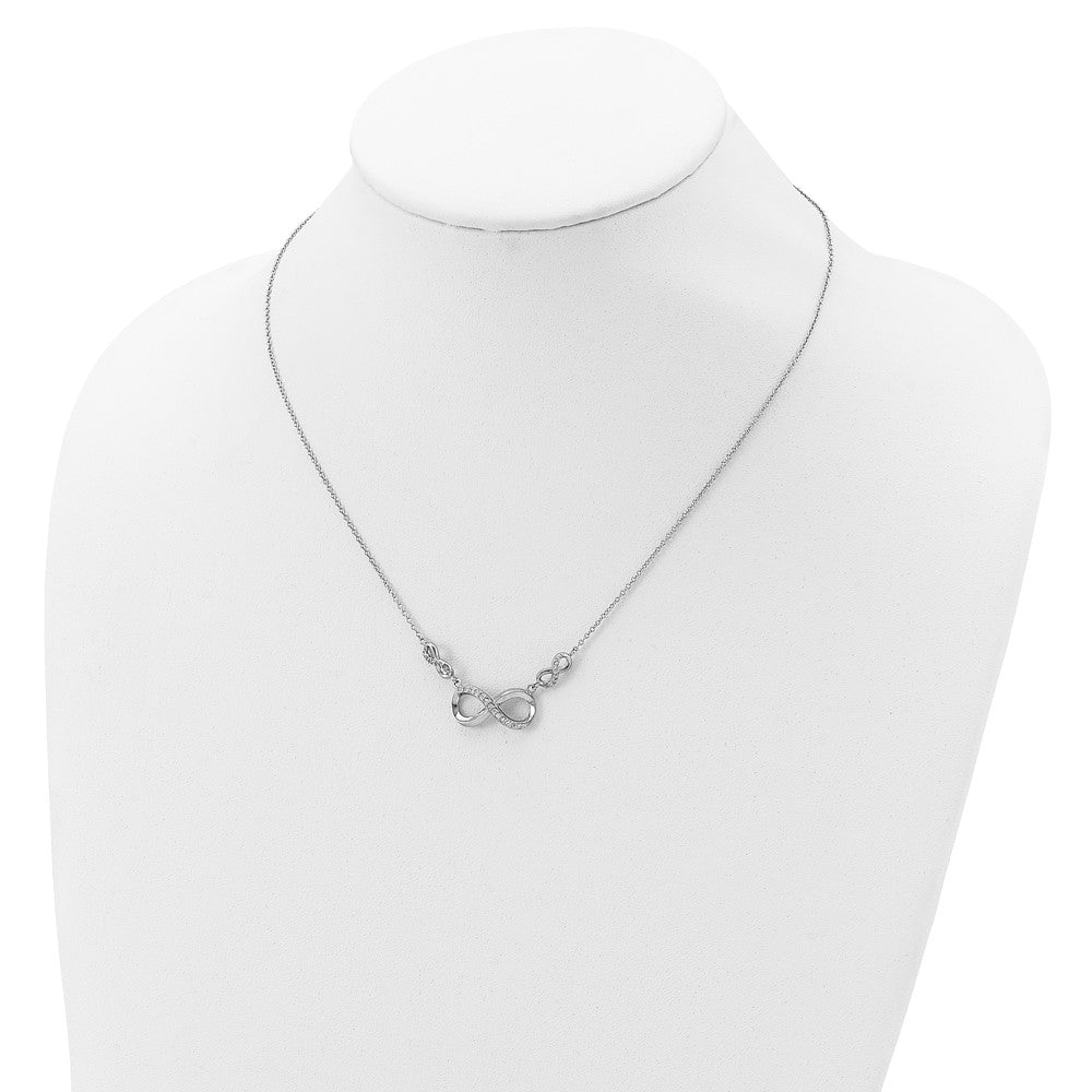 Sterling Silver Rhodium-plated Polished CZ Infinity Symbol Necklace 18 Inches