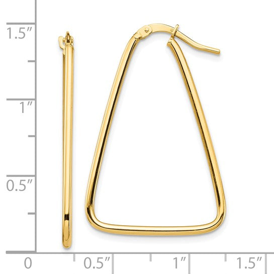 10k 1.5mm Polished Triangle Dangle Hoop Earrings