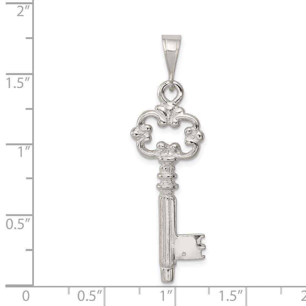 Sterling Silver Polished & Textured Key Pendant