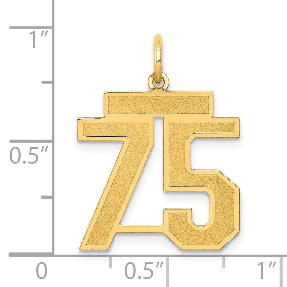 14k Medium Satin Number 75 Charm