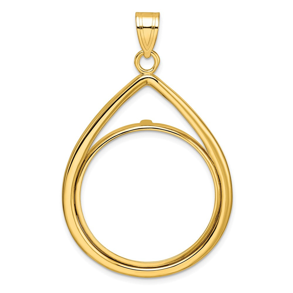 Wideband Distinguished Coin Jewelry 10k Polished Lightweight Teardrop 27.0mm Prong Coin Bezel Pendant