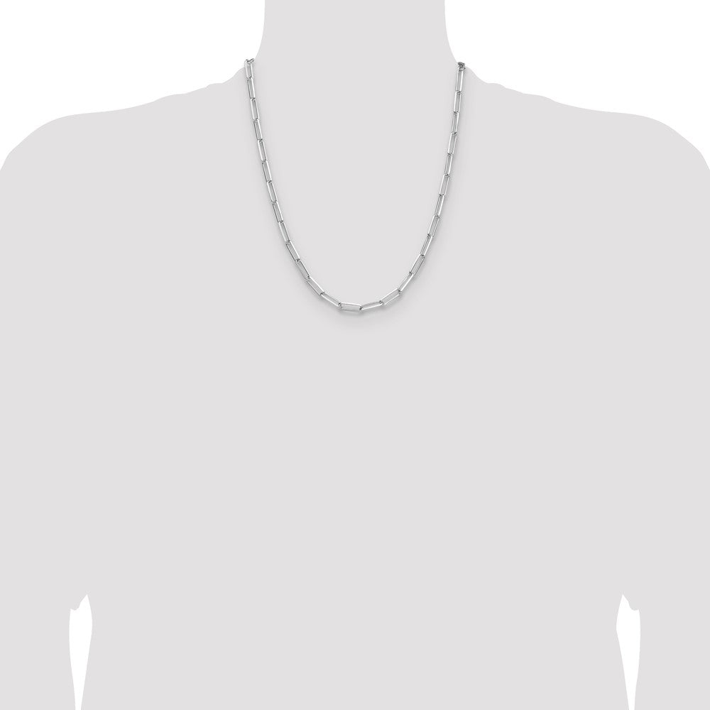 Sterling Silver Rhodium-plated 4.4mm D/C Paperclip Chain