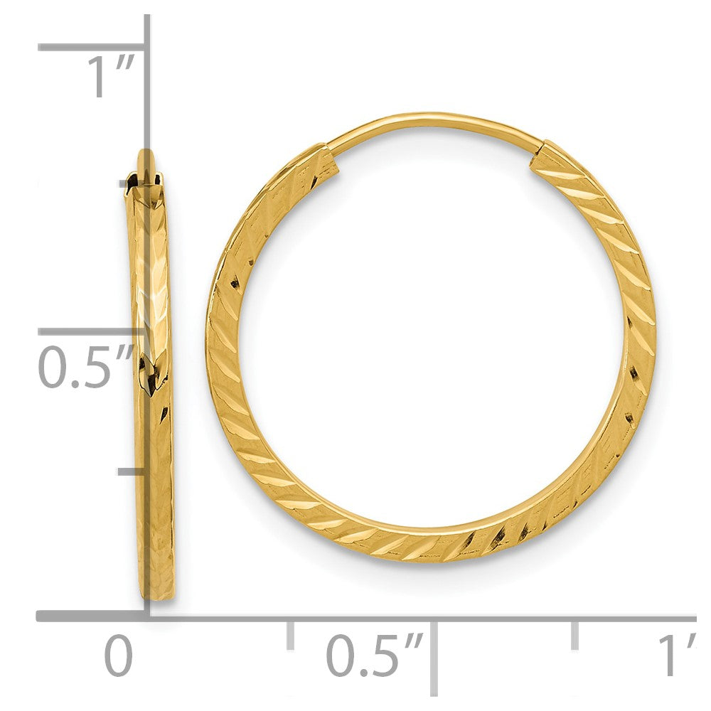10k Diamond-cut Square Tube Endless Hoop Earrings